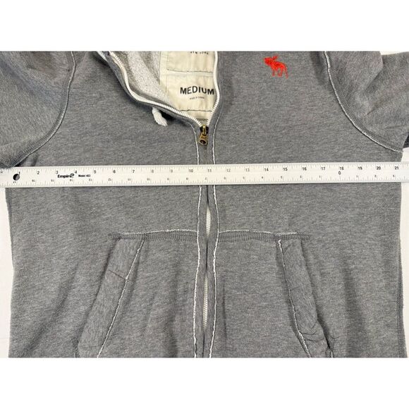 Abercrombie Fitch Muscle Hoodie Women Medium Gray Embroidered Full Zip Spell Out - Picture 9 of 12